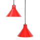 Set of 2 Nordisk Solar Compagni “Super Space” pendant lights, red, small version, Danish modern design, 1970s