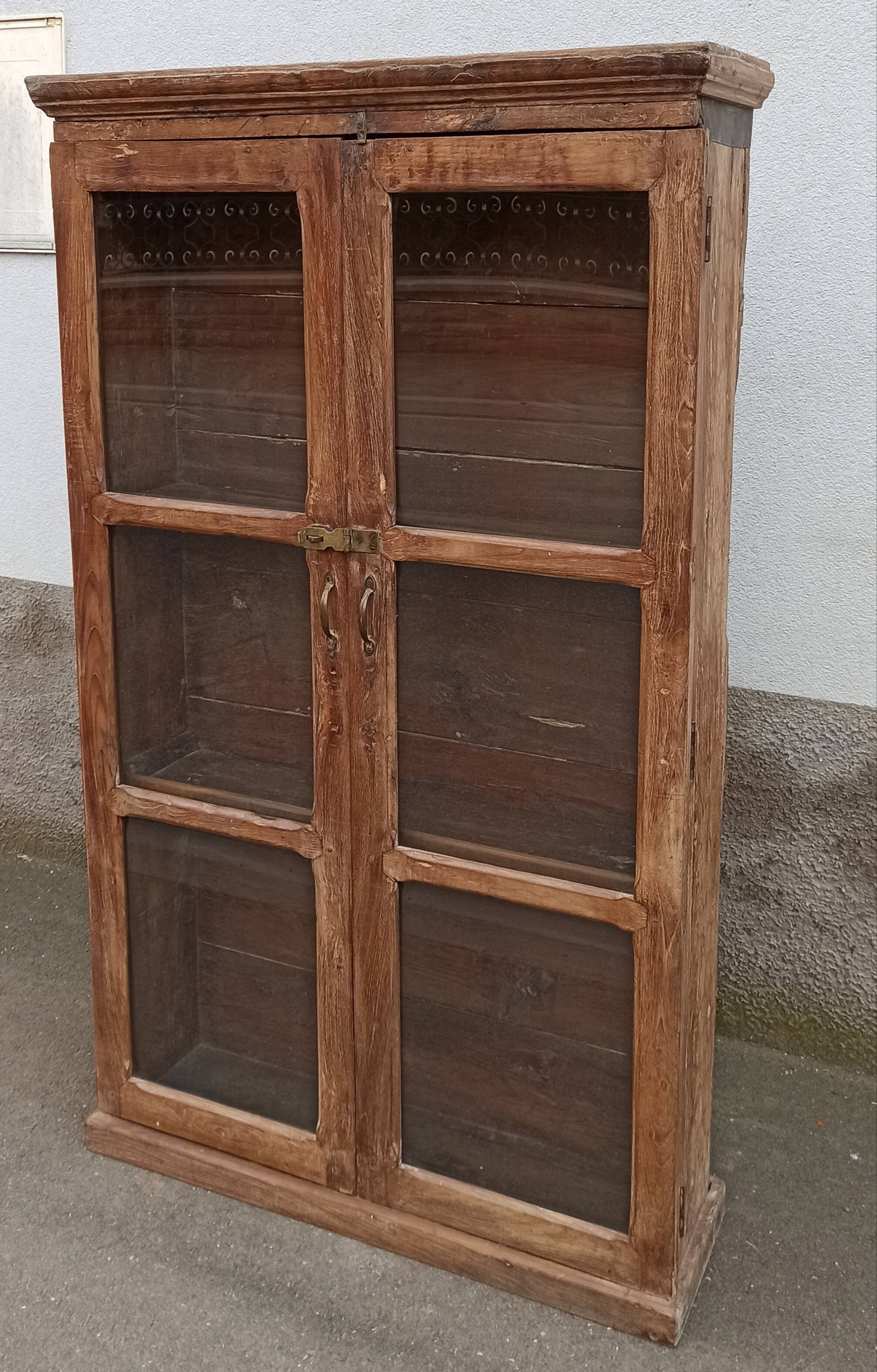 Antique wooden glass cabinet