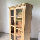 Glass cabinet or display case in pine 1950