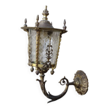 Applique murale vintage française avec lanterne en verre taillé