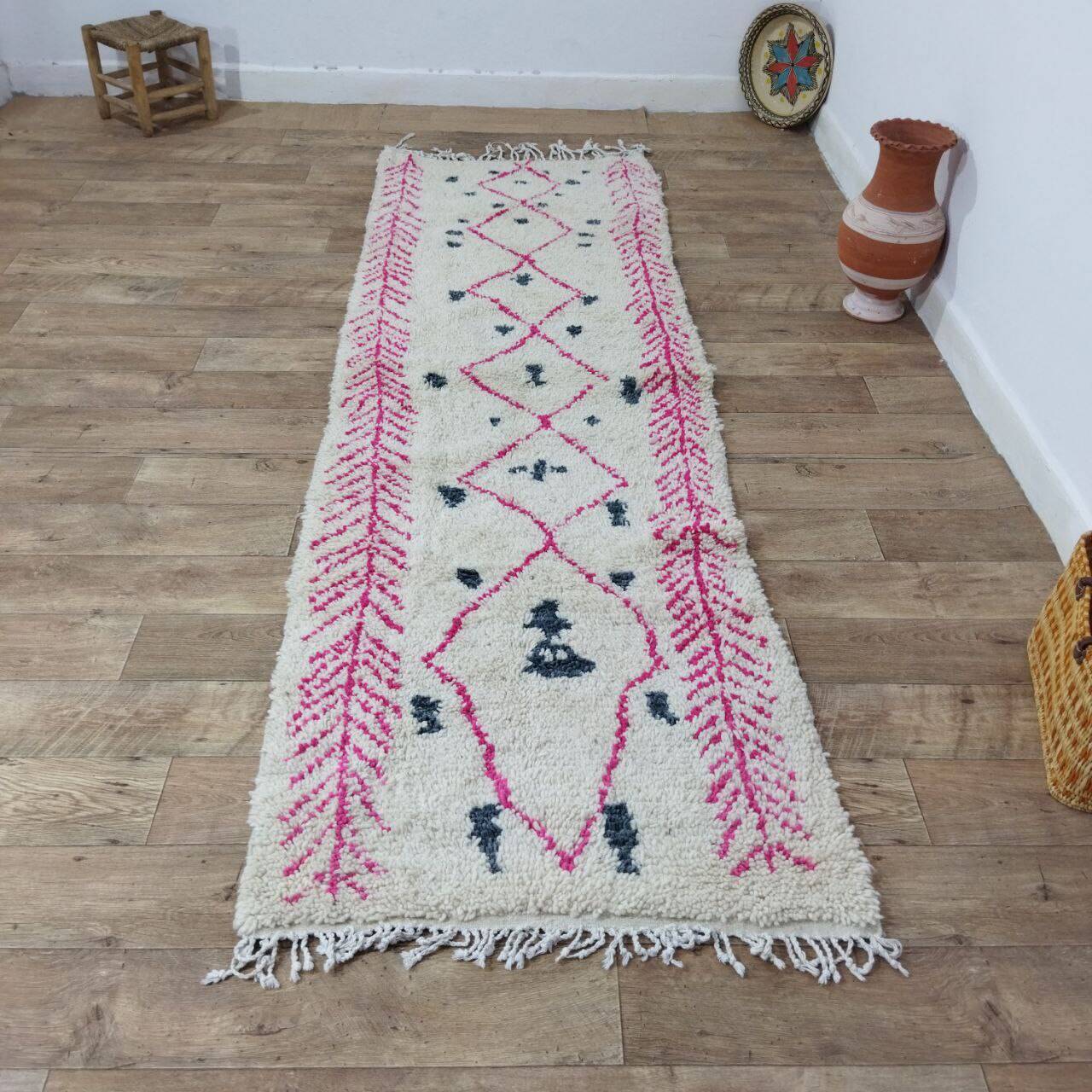 Berber hallway rug pink 290 X 90 CM