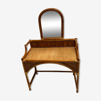 Vintage rattan and bamboo desk dressing table