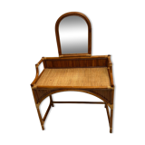 Coiffeuse bureau en rotin et bambou vintage