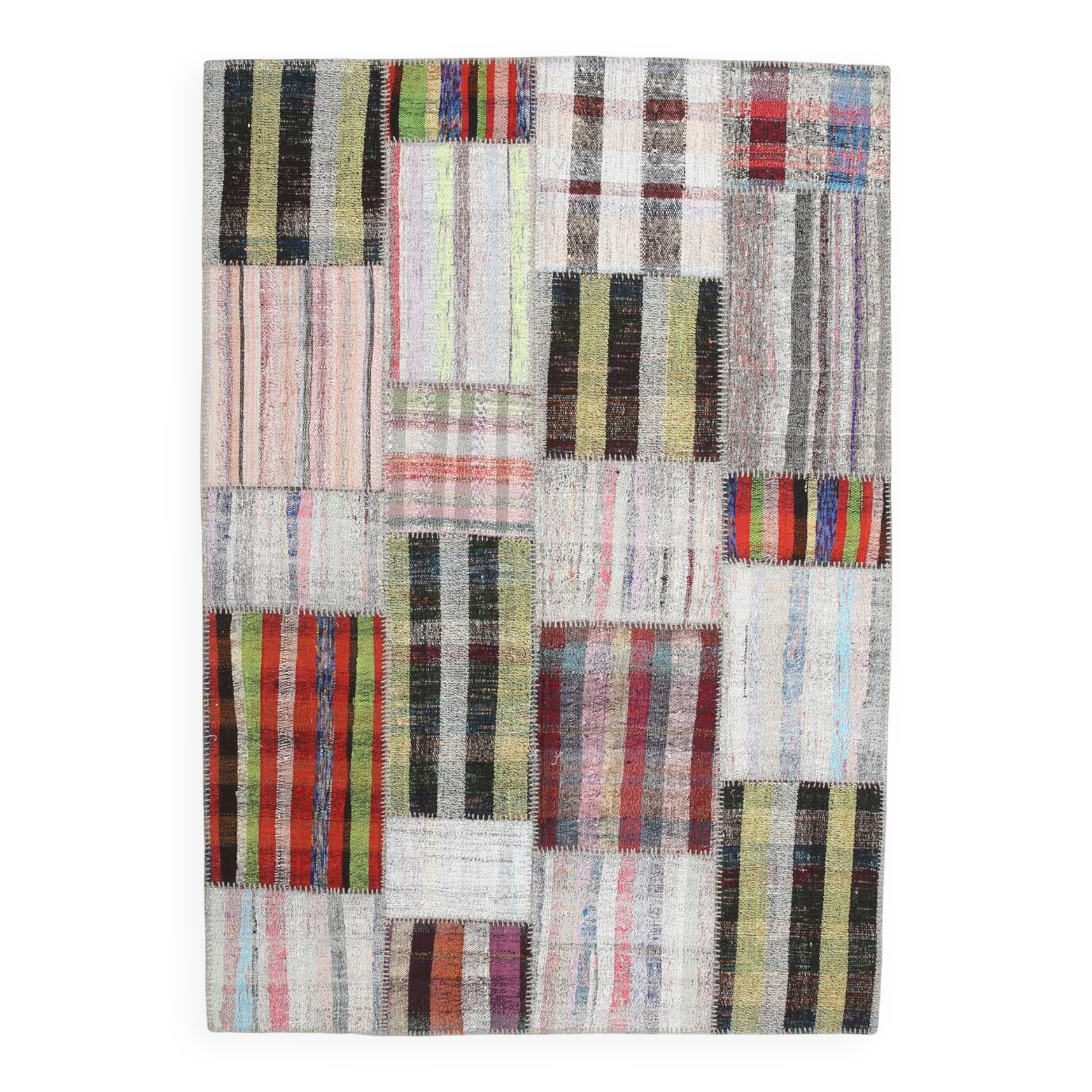 5'7 x 7'12 Multicolor Turkish Woven Modern Vintage Rug, 171x243 Cm