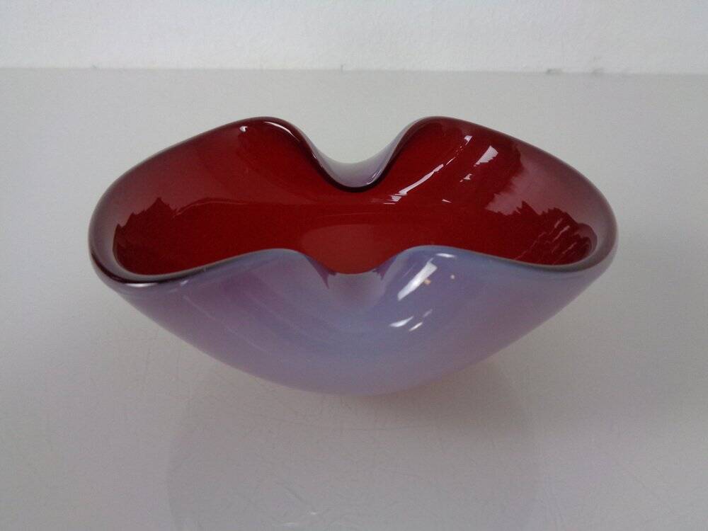 Red and Lilac Sommerso Murano Glass Bowl or Ashtray, Italy, 1960s