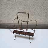 Old wooden & brass magazine rack