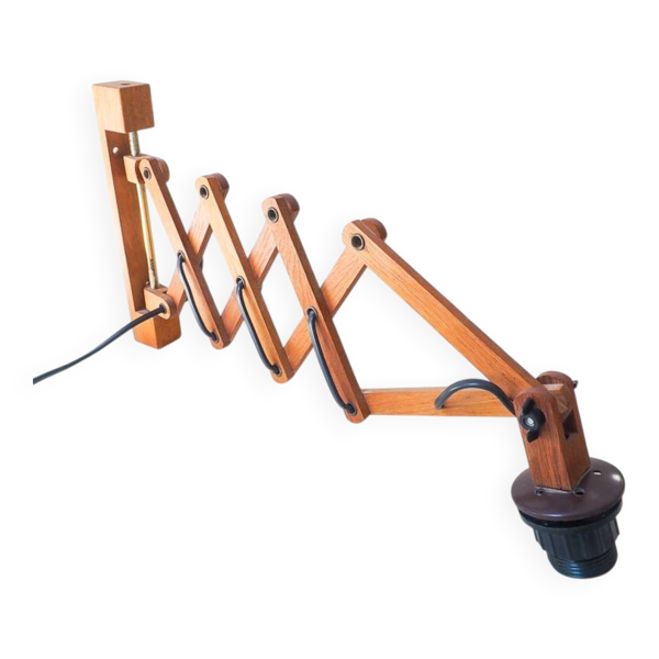 Lampe accordéon scandinave vintage Leuchte en teck – Années 60