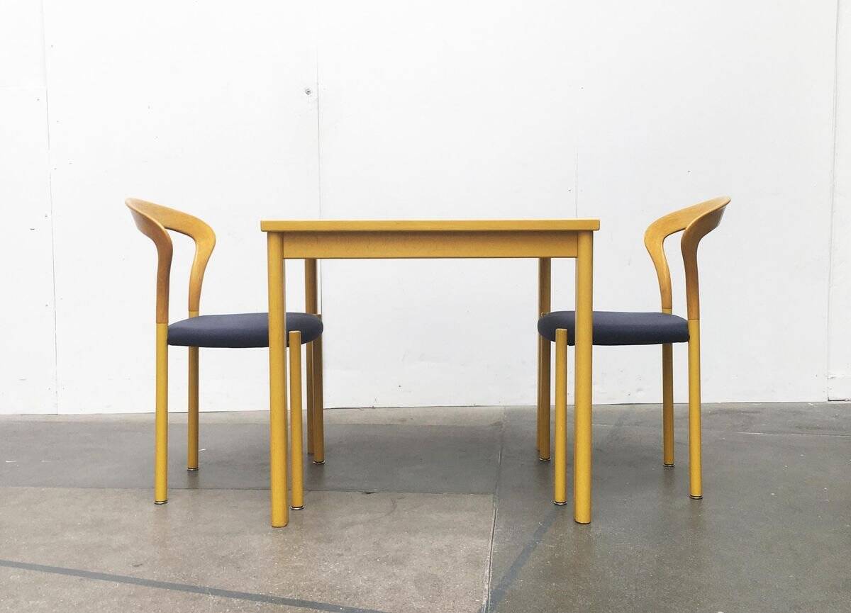 Stackable chairs and table German Lotus by Hartmut Lohmeyer for Kusch+Co, set of 3.
