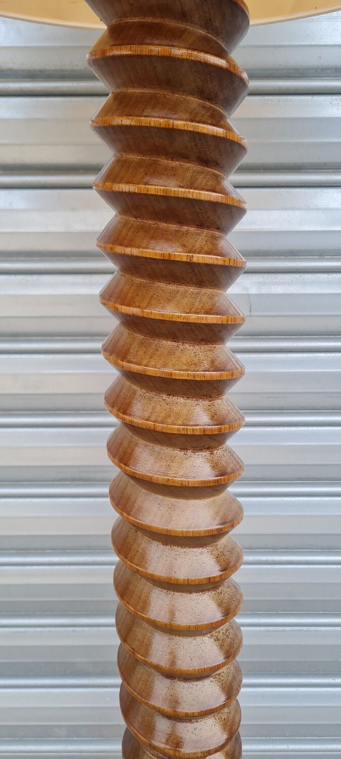 French floor lamp in carved oak 1950