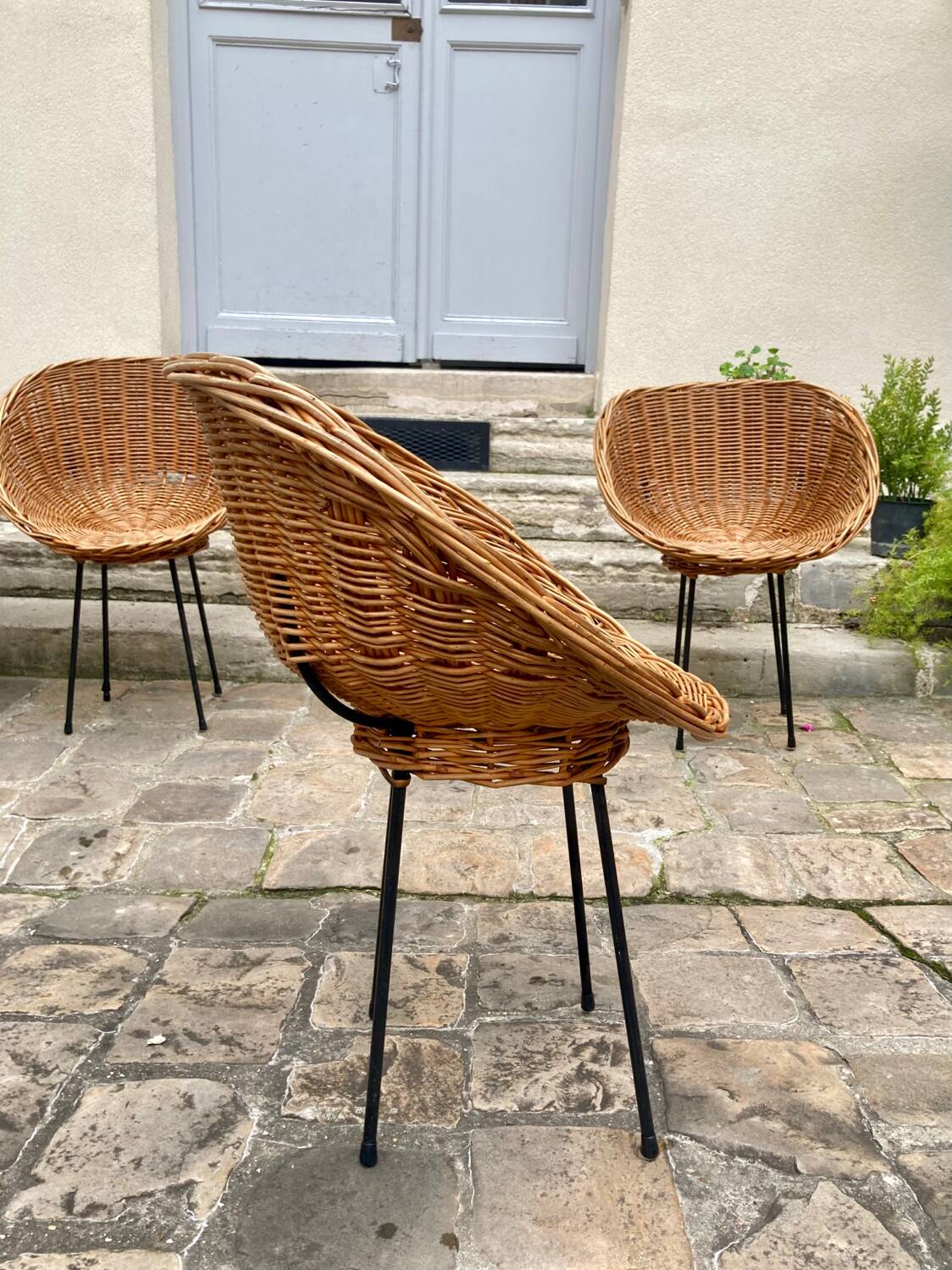 4 rattan chairs from 1950