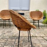 4 rattan chairs from 1950