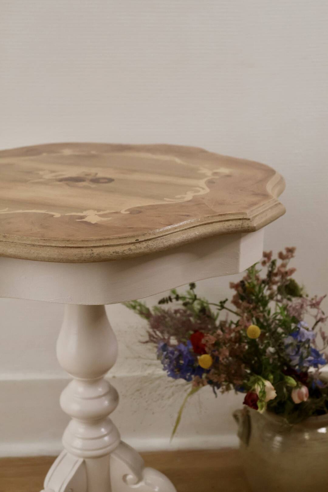White/wood side table