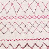 Recycled cotton handmade rug - Pink and white - Reversible