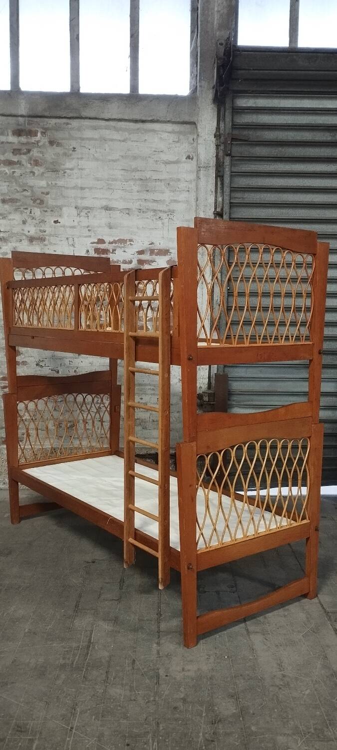 Rattan bunk bed, vintage 1960