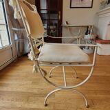 Dining table & 6 white wrought iron chairs Roche Bobois romantic style