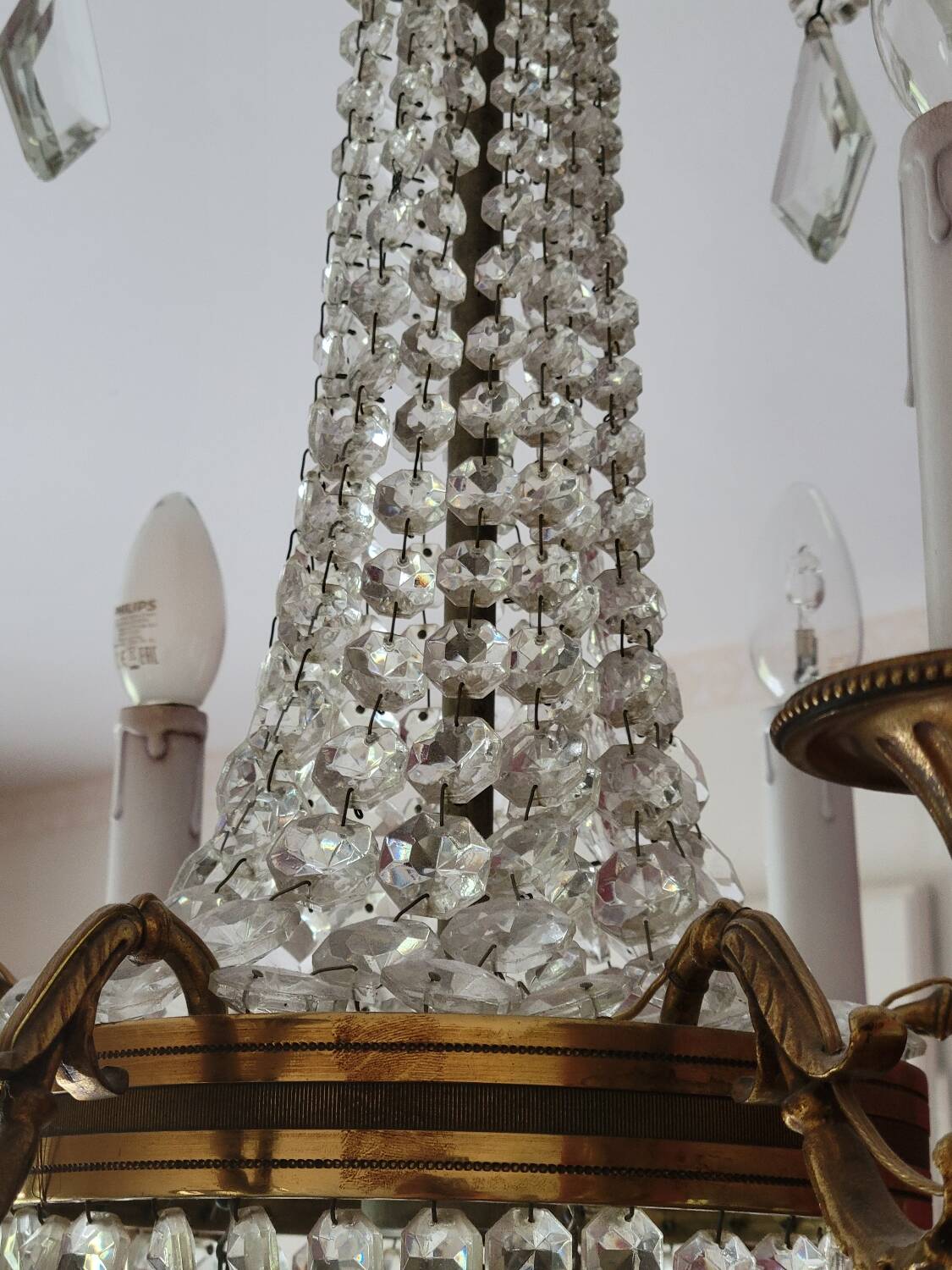 6-light hot air balloon chandelier with crystal pendants, late 19th century
