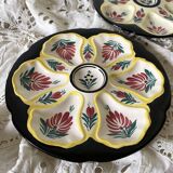 Hand-painted HB Quimper oyster plate