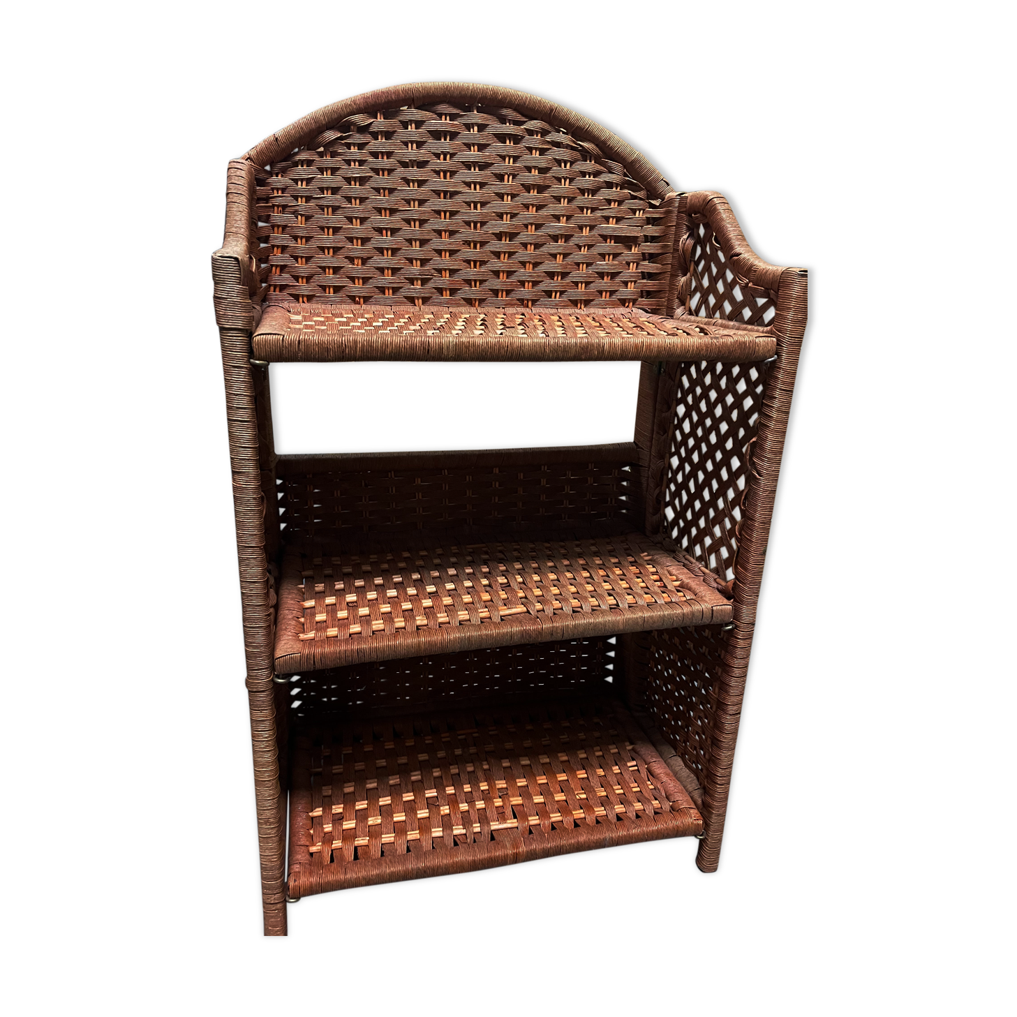 Vintage foldable corded rattan shelf