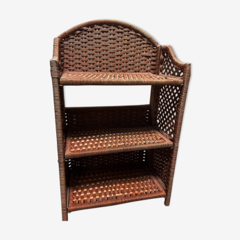 Vintage foldable corded rattan shelf