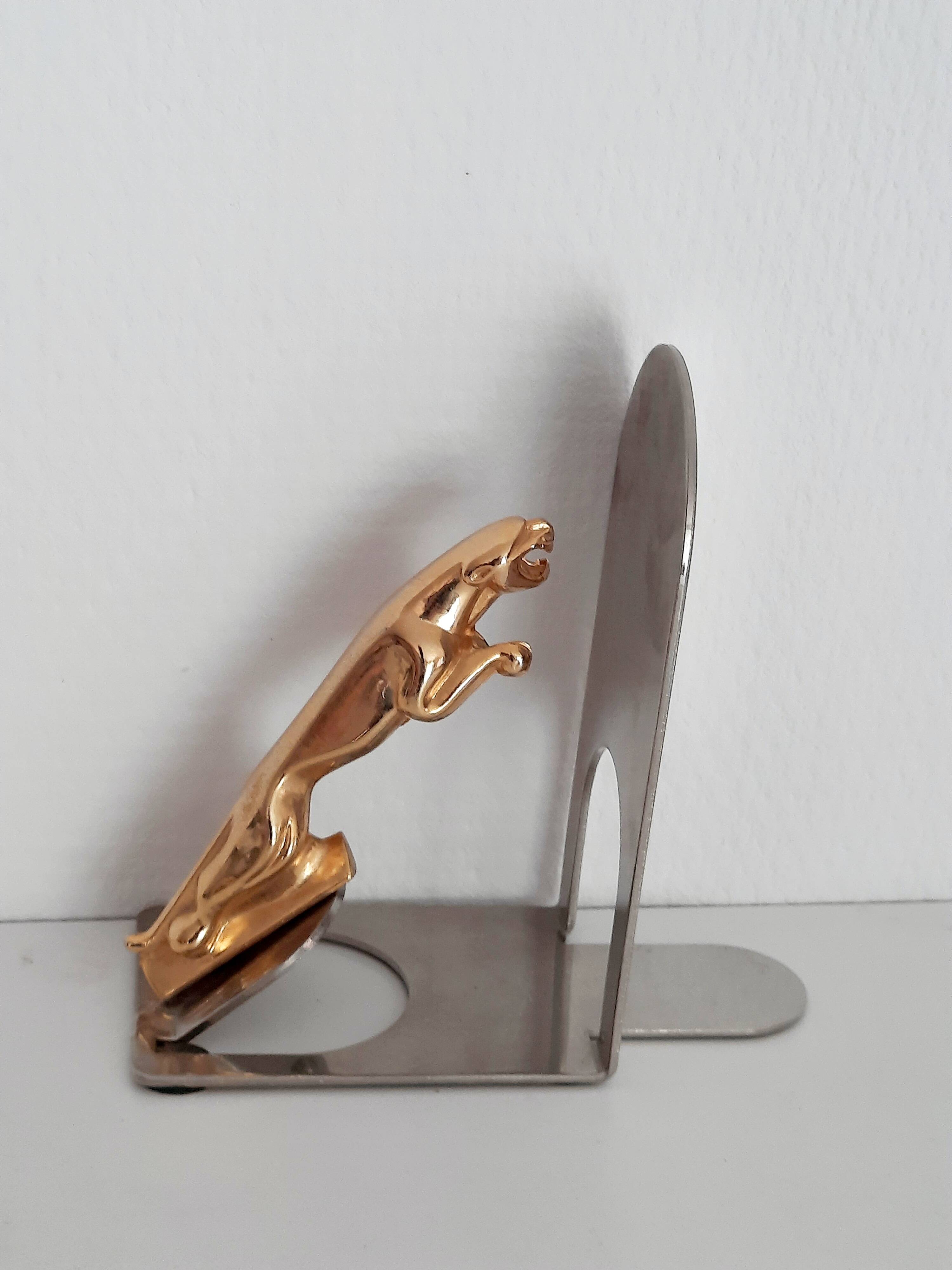 Pair of Jaguar brand mascot bookends from the 70s and 80s