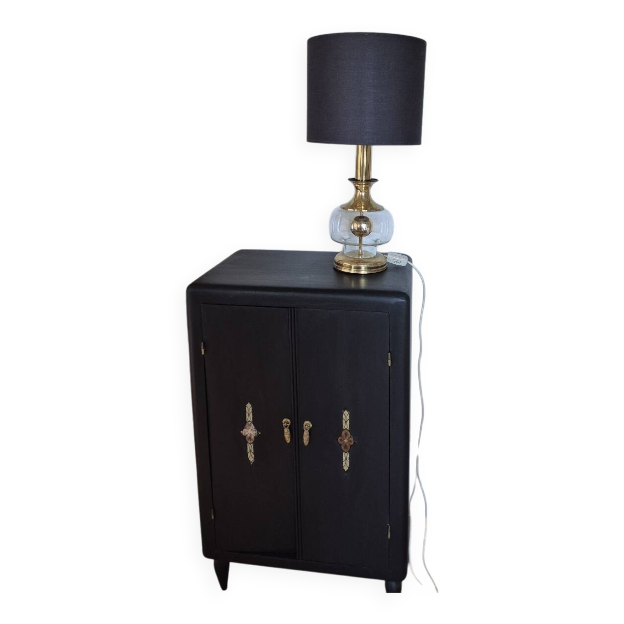 Vintage Art Deco lamp, brass and glass,