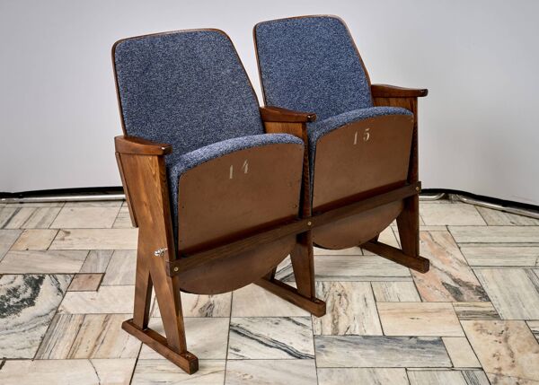 Chaises de cinéma pliantes vintage bleues, Tchécoslovaquie des années 1970