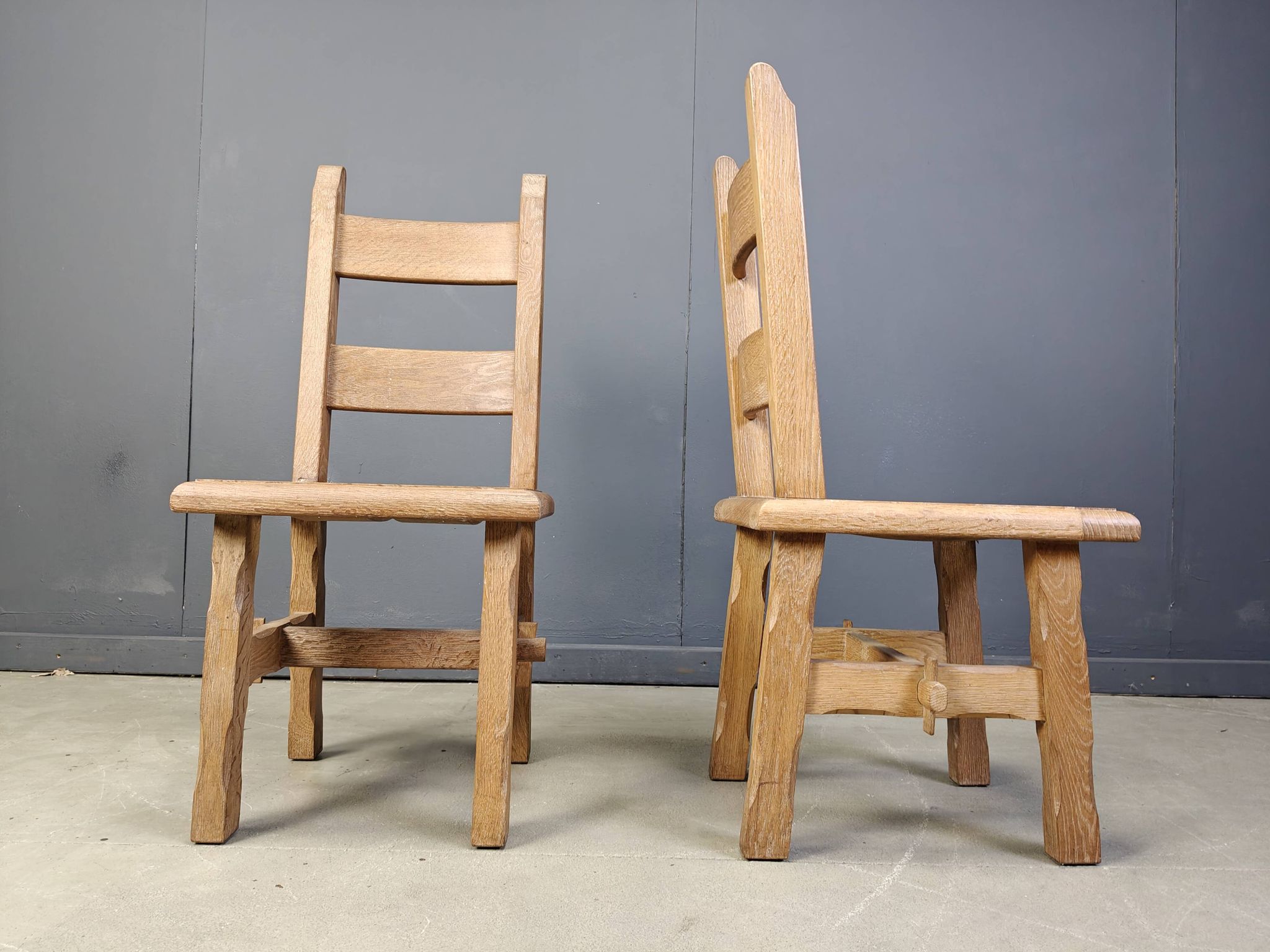 Vintage oak  brutalist dining chairs, 1960s