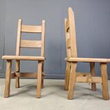 Vintage oak  brutalist dining chairs, 1960s