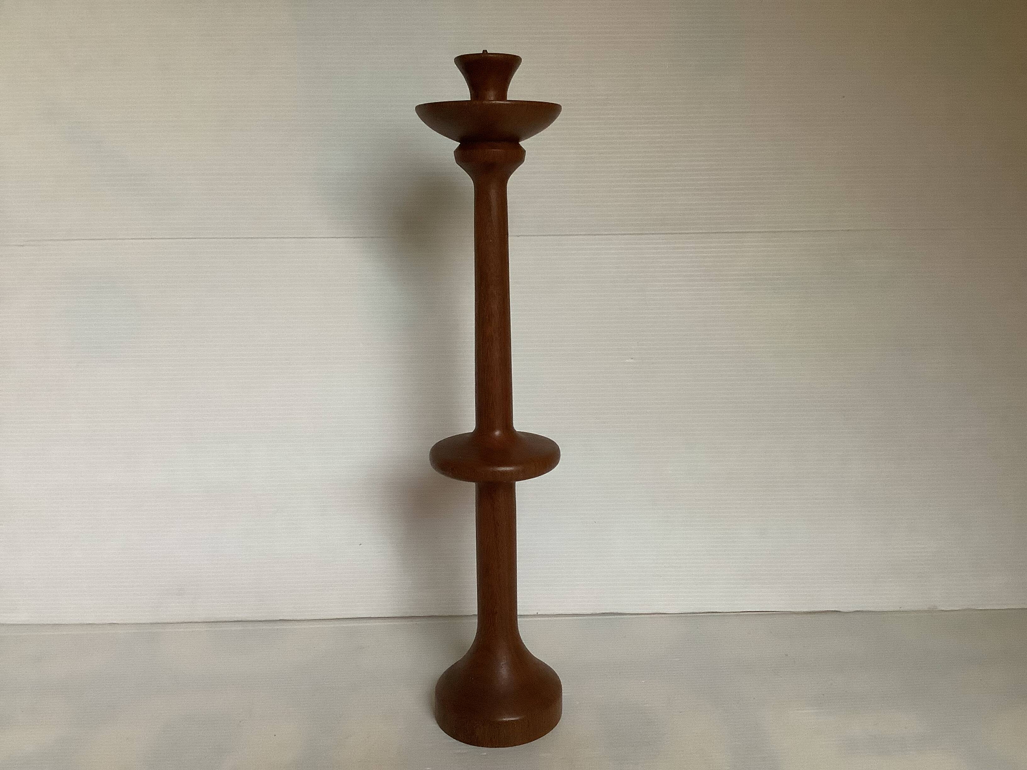 Large Scandinavian teak wood candle holder
