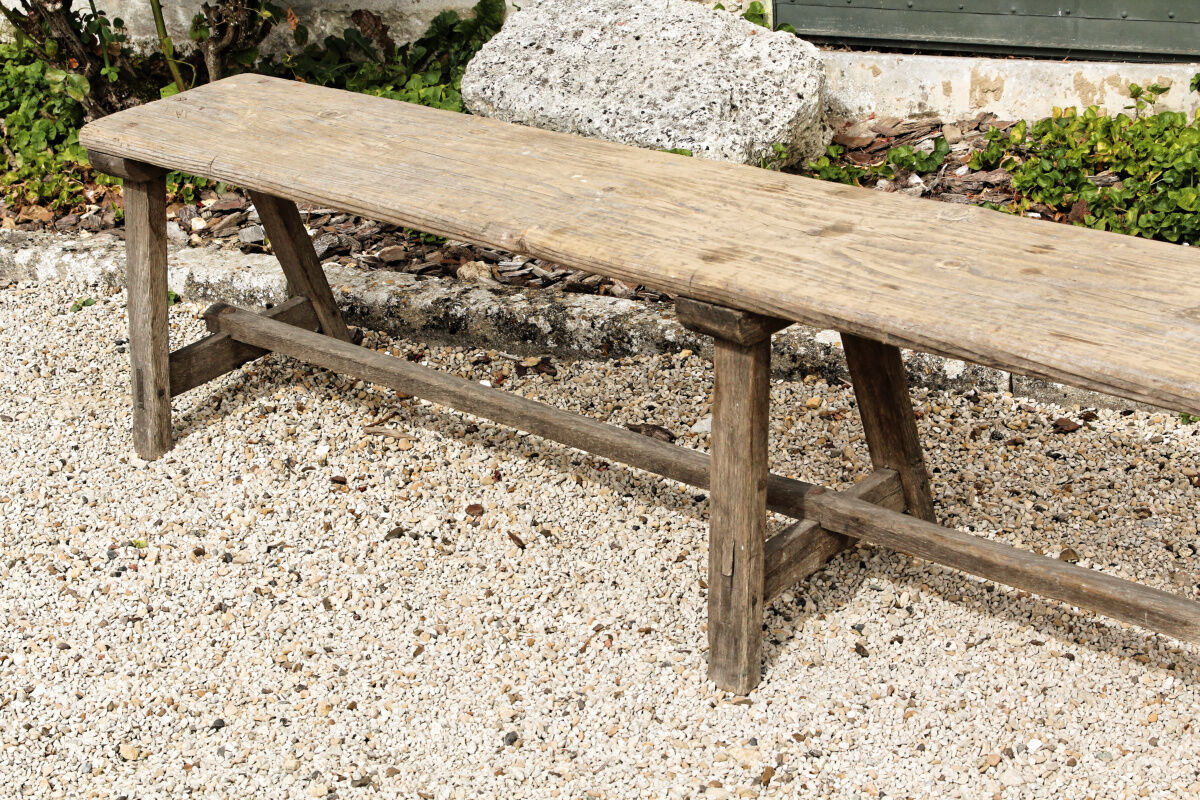 Wooden farm bench
