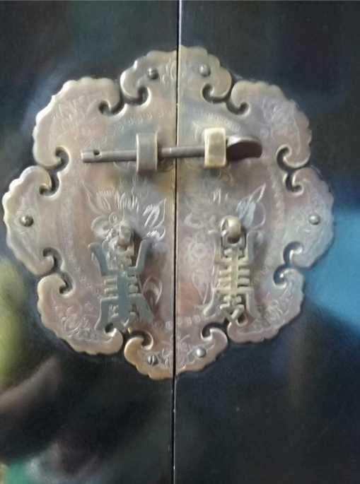 TV cabinet, hi-fi in decorated lacquered wood