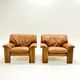 Pair of leather armchairs by Sapporo for Mobil Girgi, italy 1970s