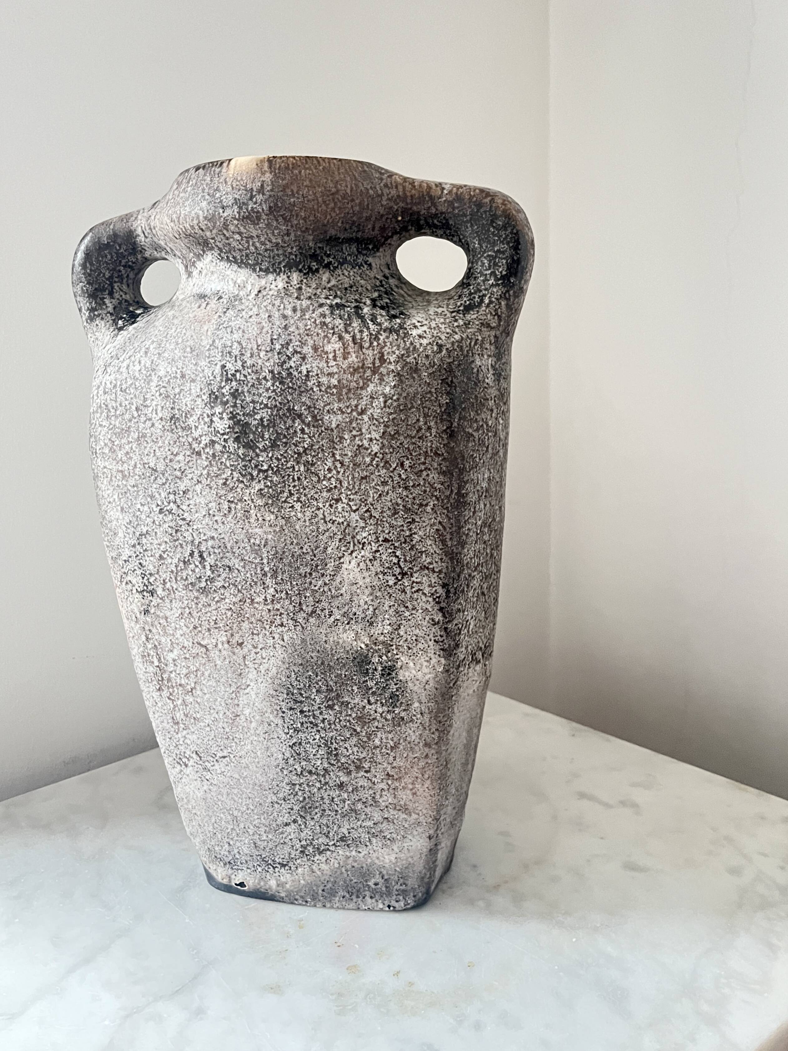 Vintage German Lava Style Grey Brown Amphora Vase, West Germany 1970s