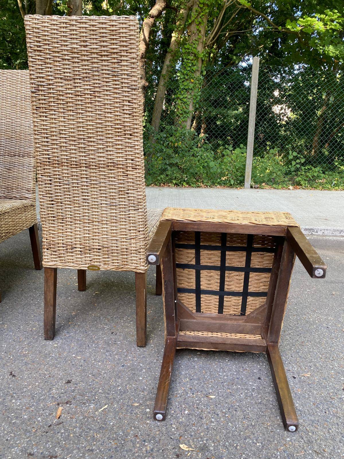 4 dining chairs in natural woven rattan Rotin-Design France