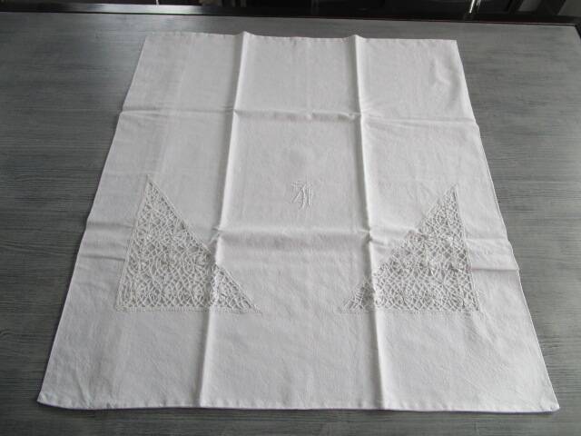 Antique embroidered/monogrammed pillowcase: 80x80cm