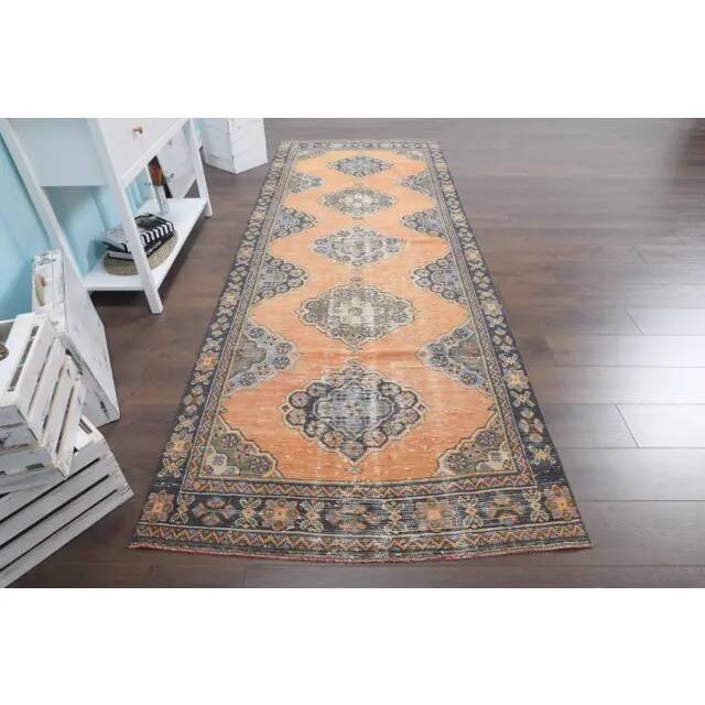Vintage Turkish Hand-Knotted Runner 125x340