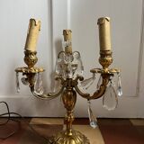 Bronze and crystal chandelier floor lamp