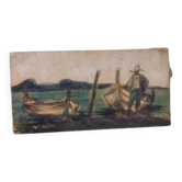 Formal Fisherman with Painted and Enamelled Boats Unique Work R.PUCCI
