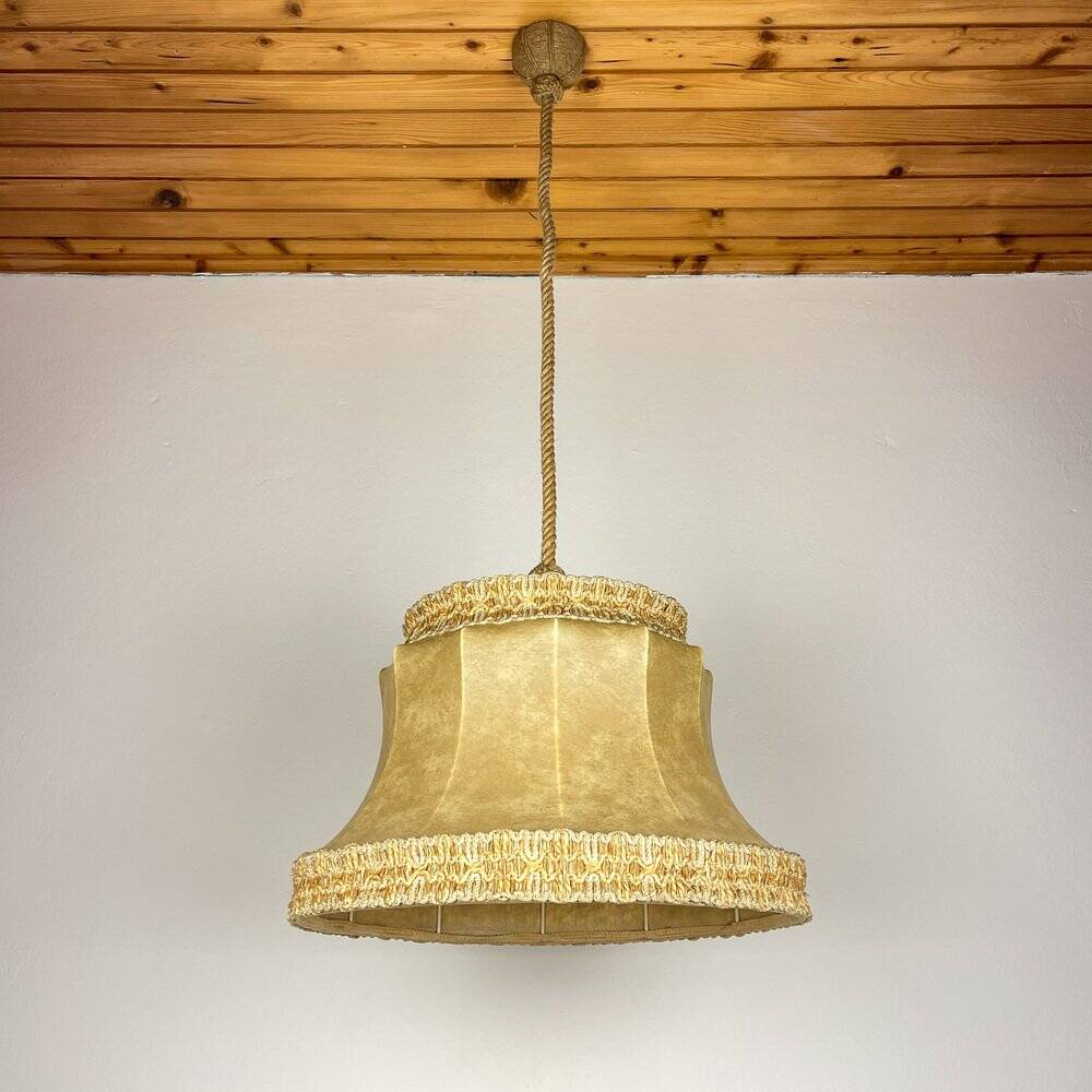 Vintage leather pendant lamp, 1950s.