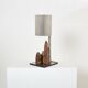 Brutalist lamp signed Philippe Jean steel and red schist 1970