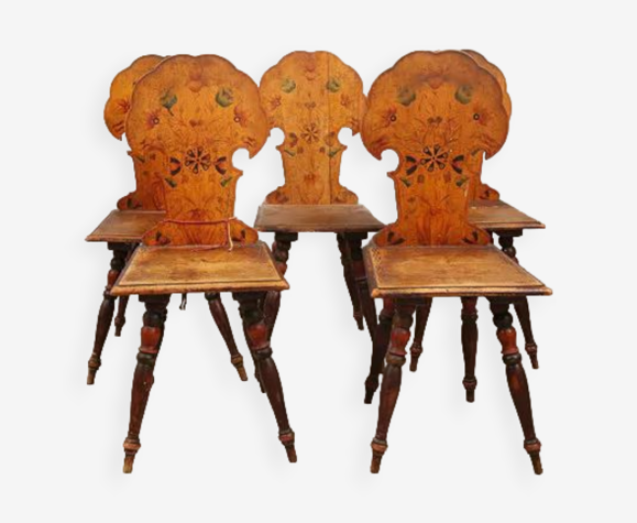 5 chaises de cuisine du fin XIXe début XXe ranka