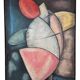 Huile sur toile, Composition géométrique abstraite, Bayer, 1954