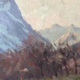 Painting "River of the Alps", Oil on panel, framed