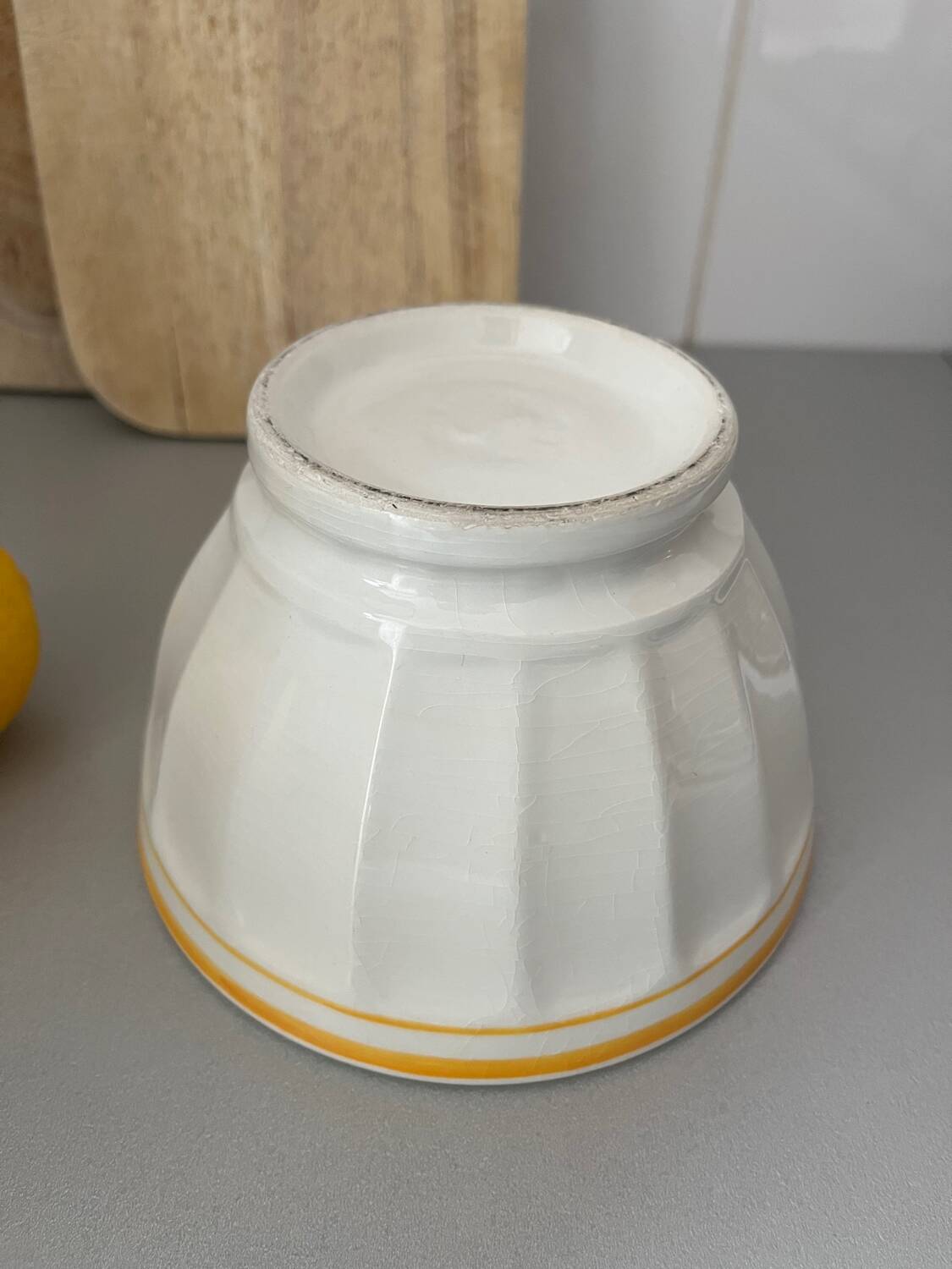 Antique faceted earthenware bowl