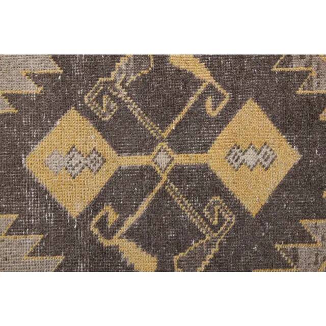 Vintage Turkish Hand-Knotted Wool Cotton Yellow Runner Rug 81x204