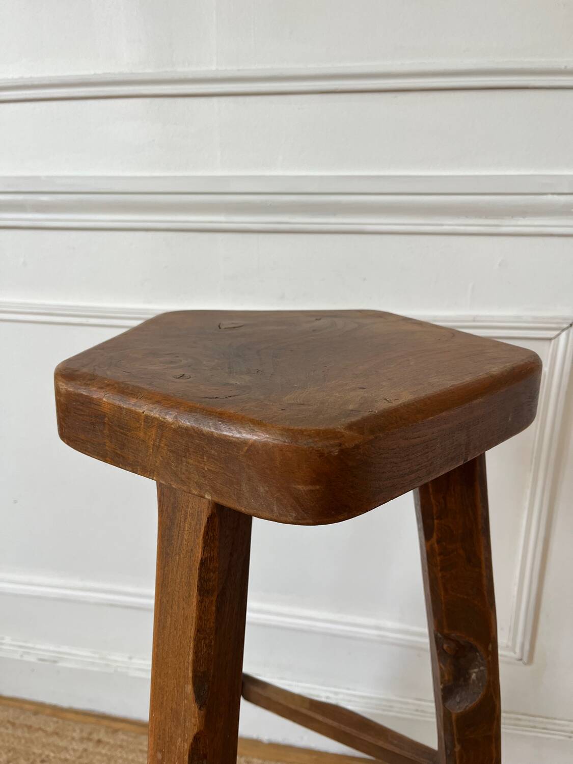 High stool in elm by Olavi Hanninen