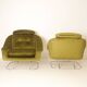 Pair of green velvet armchairs, 1970