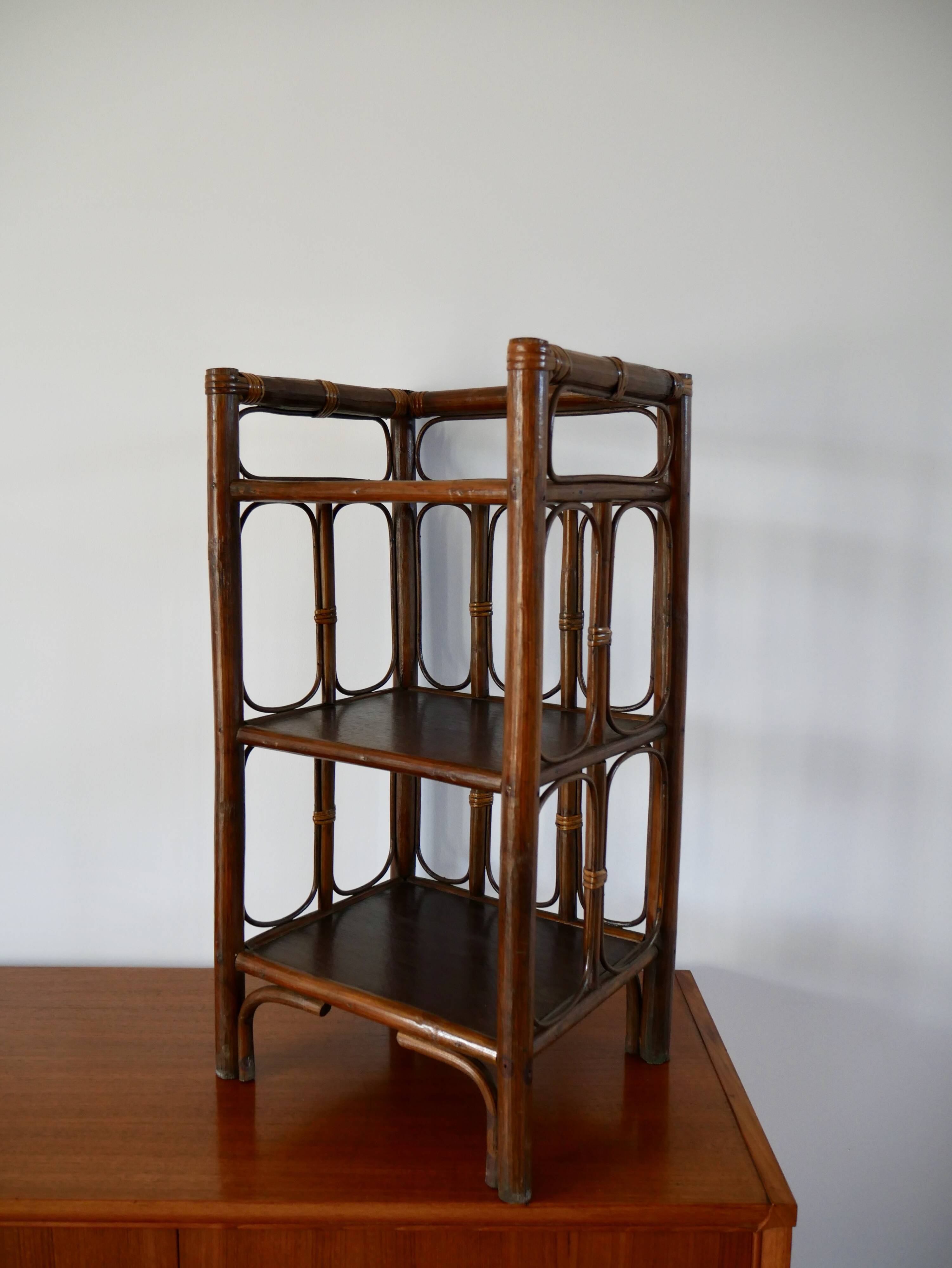 Rattan side table / bedside table bamboo style rattan bedside table bamboo style 70s