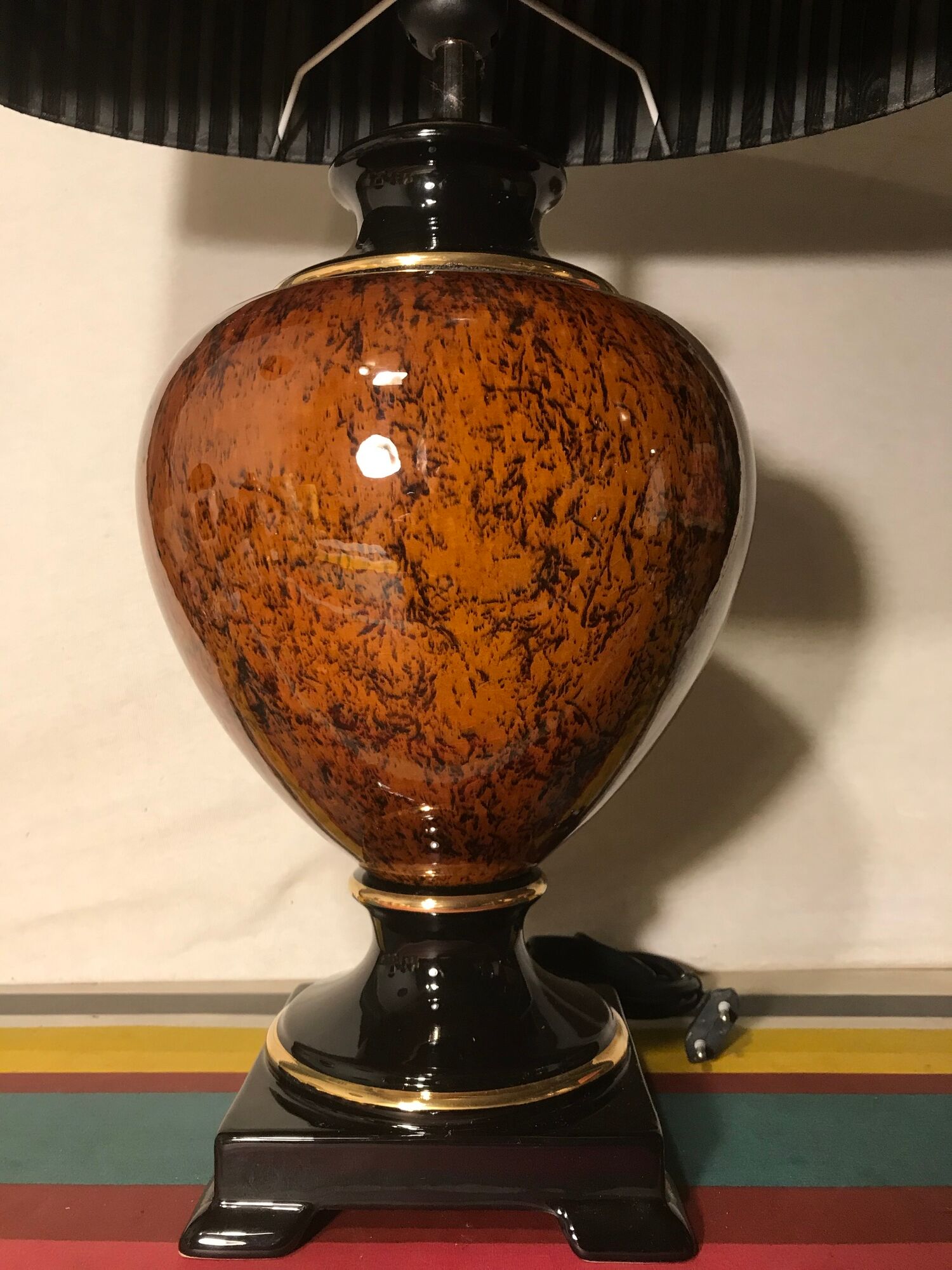Ancient balustre lamp laurie light ceramics - lamp-day black fabric vintage