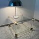 70s brass plexi coffee table